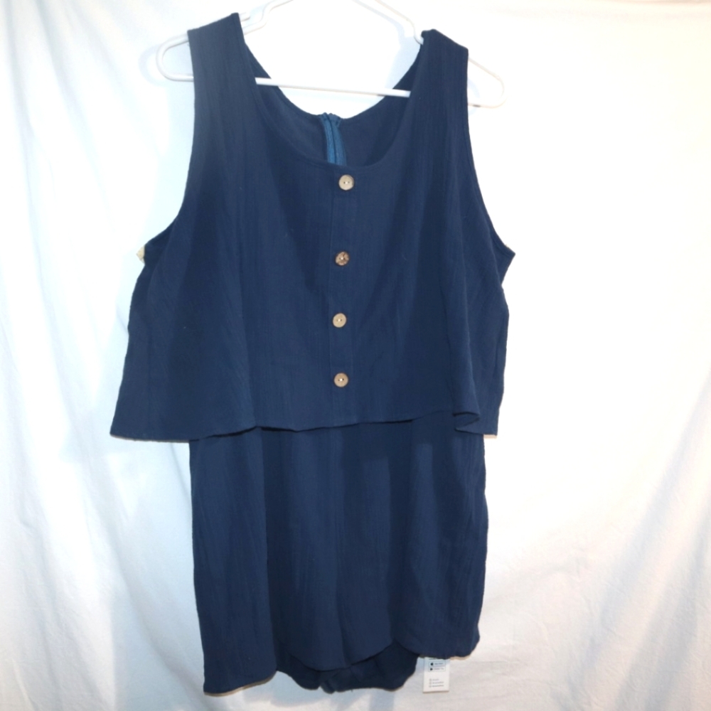 New!! Cupshe Navy Romper Shorts Size Large - Picture 4 of 11
